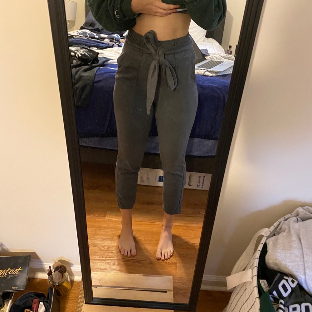 Suede tie pants
